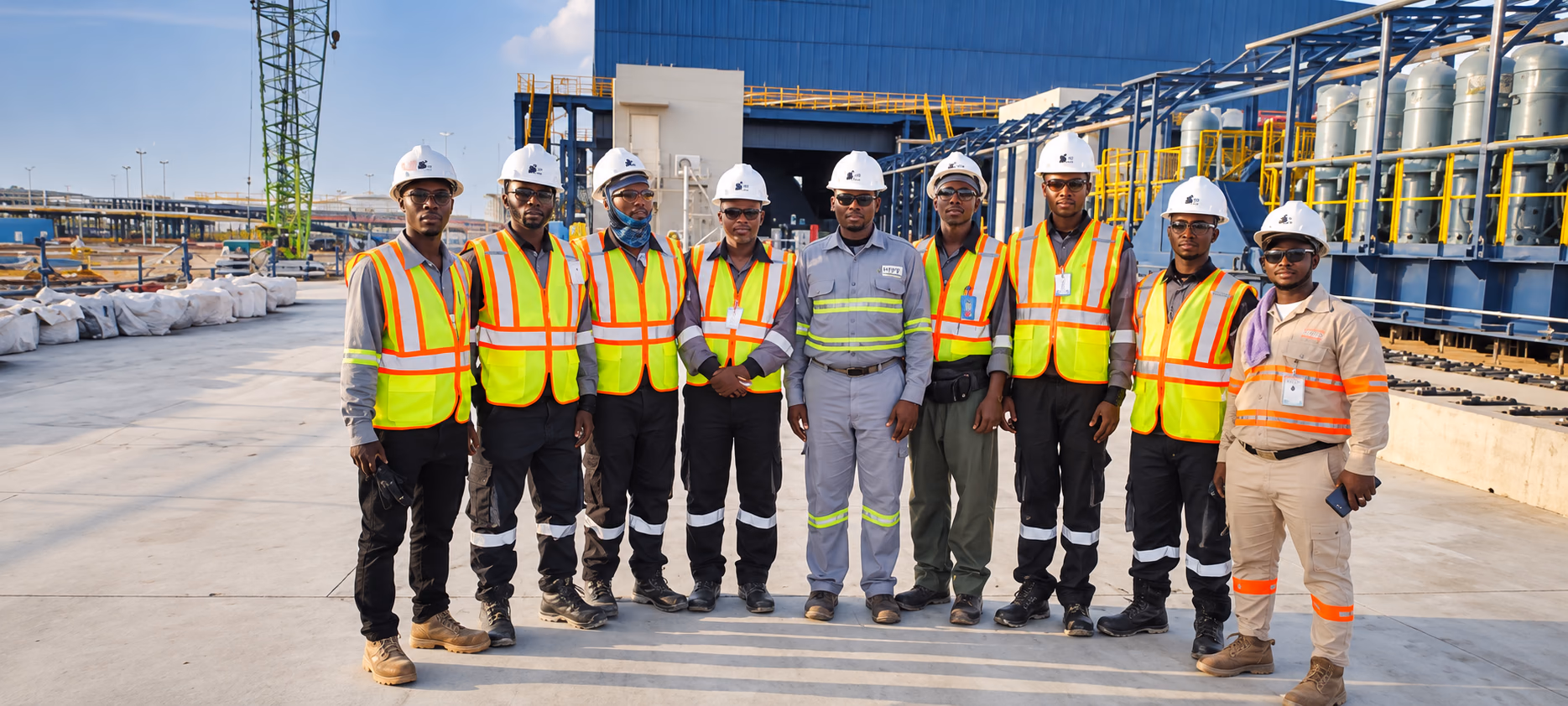Équipe en équipements de protection sur un site industriel — GROUPE HSPT